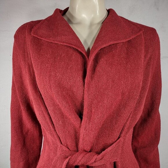 Beyond Threads rusty orange Alpaca Wool blend wrap cardigan w/ sash ladies Small - Picture 2 of 7